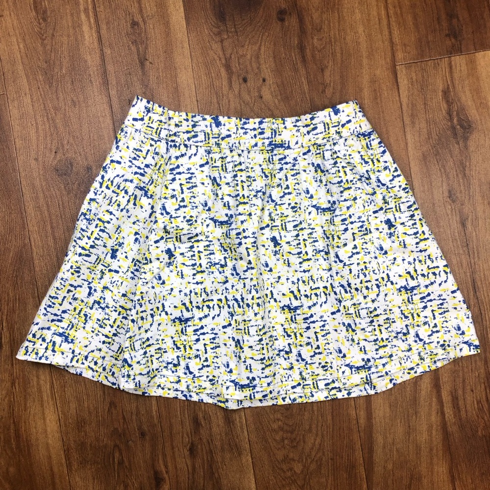 mark. White Yellow Blue Splatter Circle Skater Skirt Women Sz M